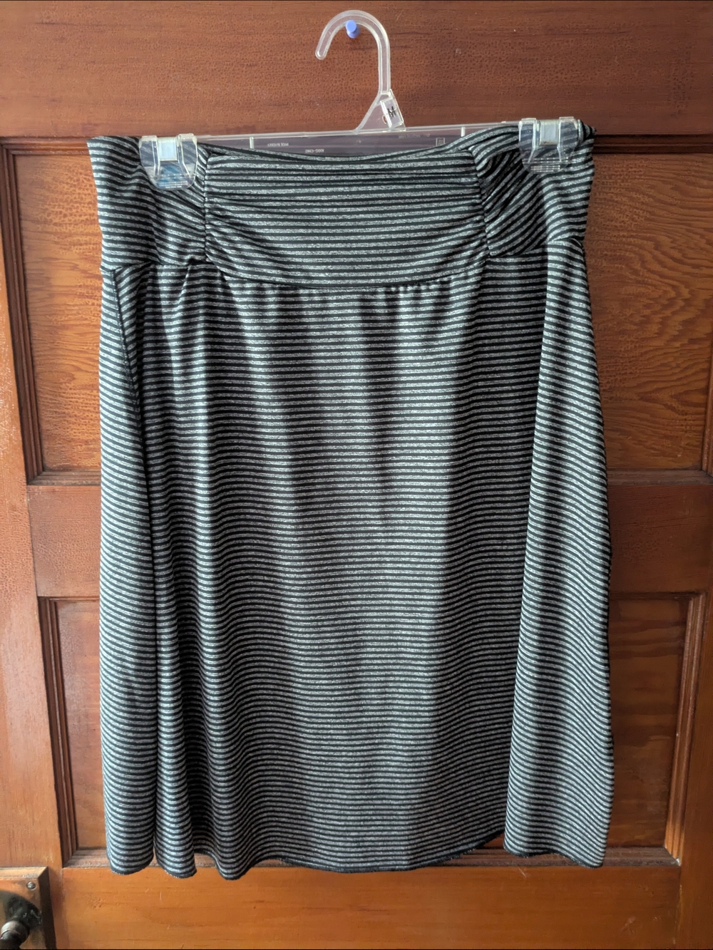 Tranquility by Colorado Black and Gray Striped A-Line Skirt